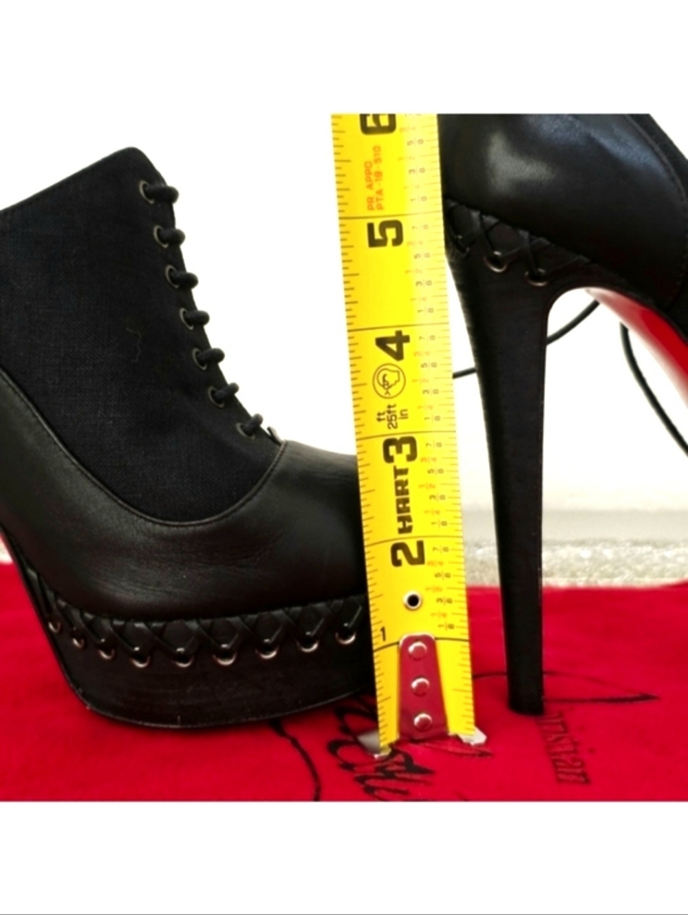 Christian Louboutin Black Leather lace up Peep-toe Ankle Booties EU 38.5 / US 8 - Picture 10 of 10